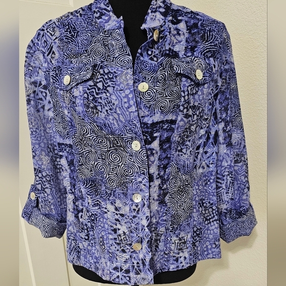 Ruby Rd Casual Button up Artsey Print Blazer, Jacket  12 - Picture 5 of 8